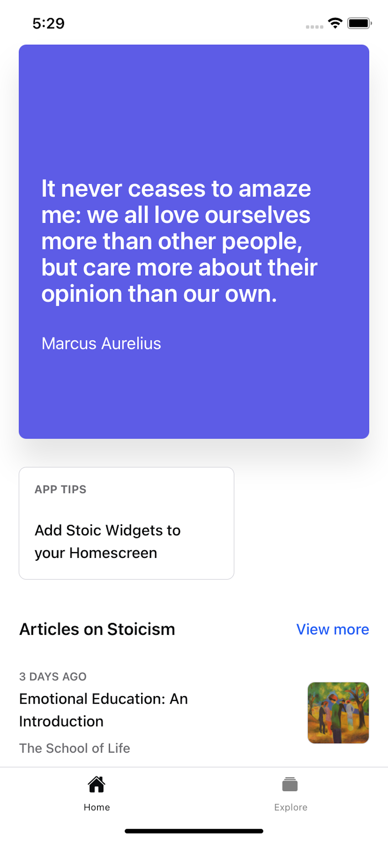 Stoic Widgets app home screen light mode